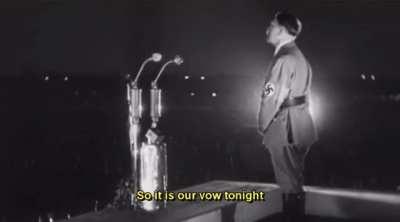 Actual footage of Hitler giving speech. 