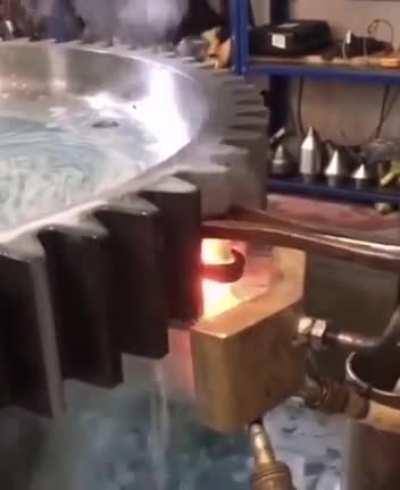 Induction hardening gear teeth