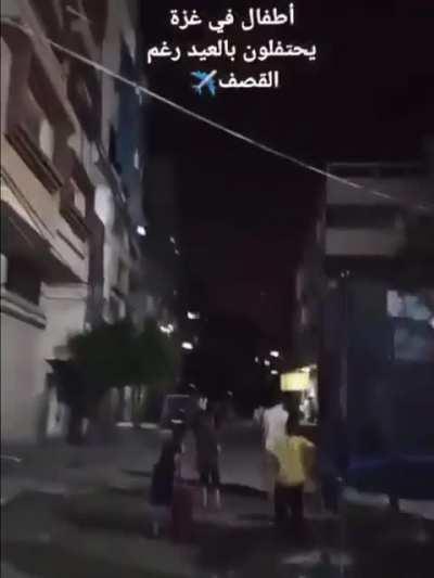 — Children in Gaza currently still playing during massive ongoing bombardments