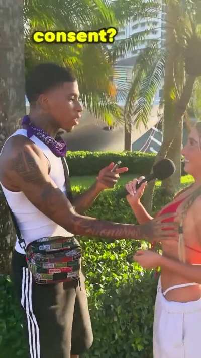 The influencer girl gets her boobs grabbed by a rapper