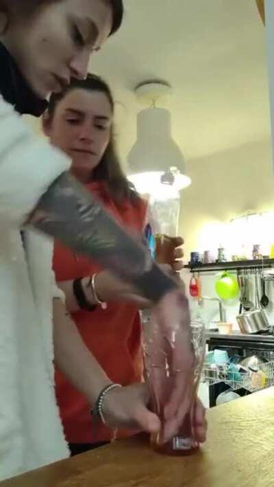 Hand stuck in the glass prank