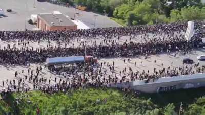Semi-truck drives through a crowd of peaceful protestors on I35W in Minneapolis - Credit: CharlesNolanDigitalcom