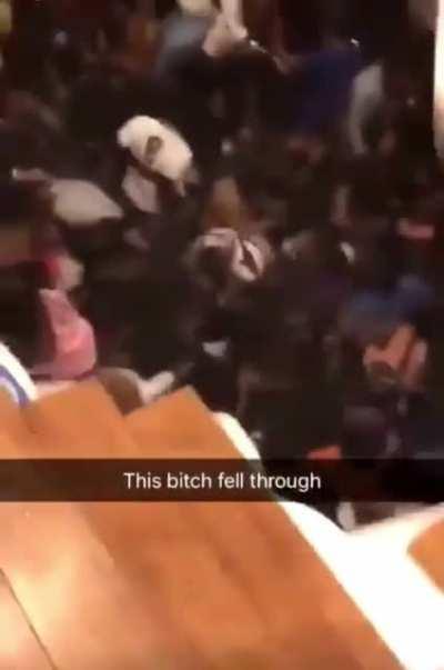 Floor collapses at overpacked fraternity party