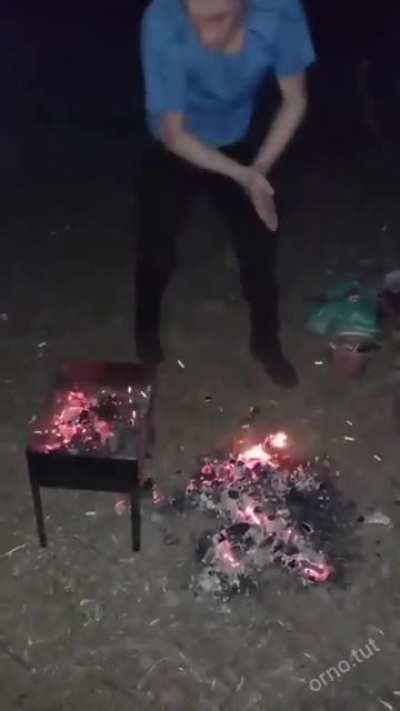 One way to put the charcoal in the grill