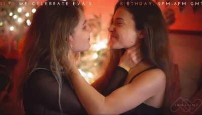 Just some girlfriends kissing.