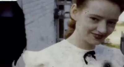 Digitizing my family’s 8mm film reels and found this footage of my 18 yr old grandmother in 1946.