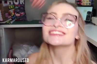 Sexy slut got her face coated in thick cum.