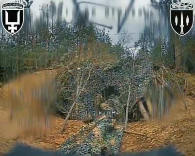 Ukrainian fiber optic drone flew through a gap in the enemy anti-drone net and destroyed the Russian artillery system. Lyman direction. SIGNUM Battalion. 06.06.2025