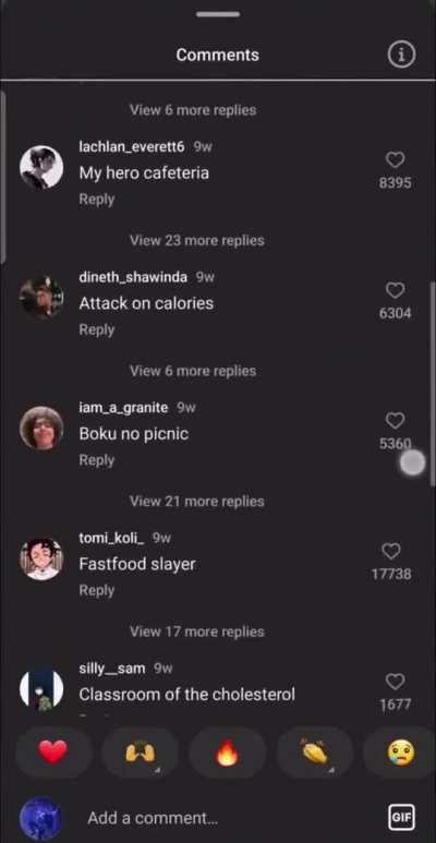 The comments are cooking them