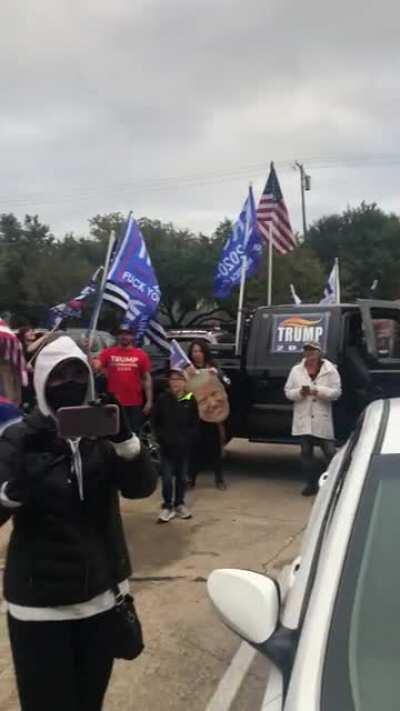 Went to the Biden bus tour rally in Dallas and a bunch of trump supporters showed up.......