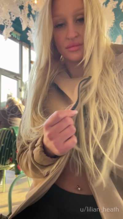 (f) Showing off my tits at the post office