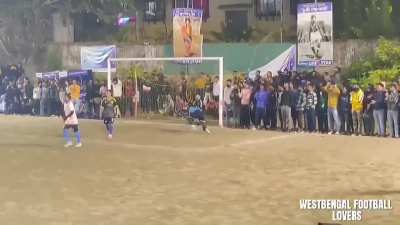 An unbelievable goal scored by a Goalkeeper in a local Football Match