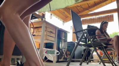 What the world really needs is these cheerful hot and sexy party girls outdoors, in wild or just like this in a BBQ Party showing their panties (one of them has no panties, too) to bottom and everywhere cameras