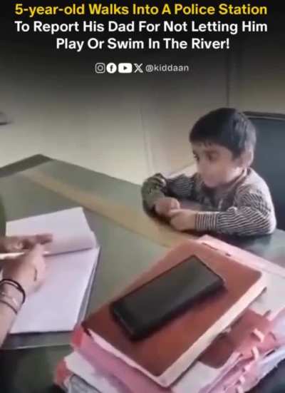 5-year-old Walks Into A Police Station To Report His Dad For Not Letting Him Play Or Swim In The River