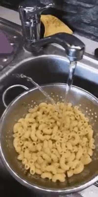 To rinse pasta