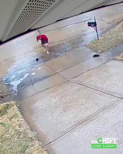 Going to check the mail after an ice storm