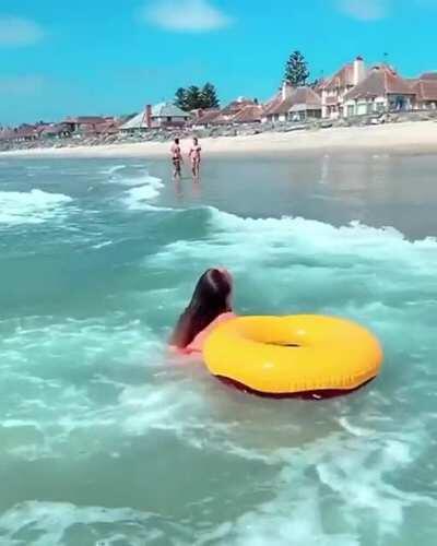 Playing in the ocean