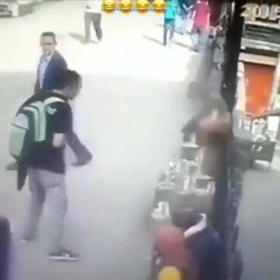 Man gives monkey the finger and gets drop kicked