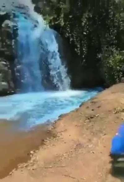 To hell with nature... couple in Brazil dye waterfall for their gender reveal party - we are the main characters