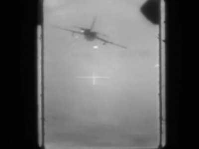 Egyptian MiG-19 gunned down at point blank range by an Israeli fighter during the 1967 Arab–Israeli War