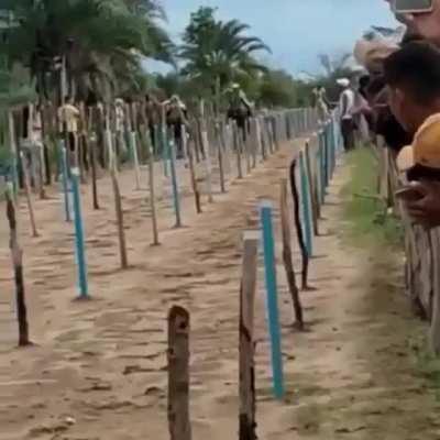 To cross infront of the racers