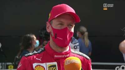 Seb joking post-race today that the helicopter passing overhead belonged to the Ziggo reporter interviewing him, and that it was too early to pick him up so he should send it away