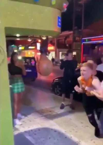 Using a human head on a punching stand