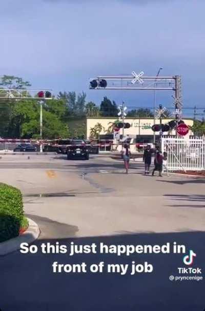 Impatient people driving through railroad gates