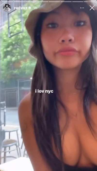 walking around new York with her beababoobies practically hanging out.