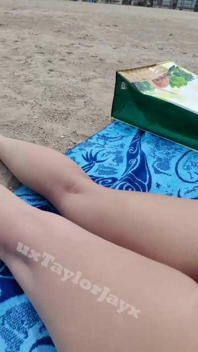 My thongs are small so it's hard not to get a pussy wedgie like this, even at the beach