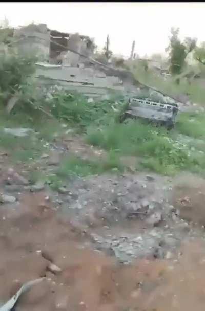 Remains of a T-90M “Explosion” destroyed near Bakhmut. Vehicle identity claimed by source. Date and location not specified.
