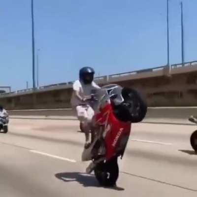Wearing shorts while doing a wheelie