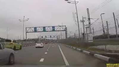 Exiting the freeway while racing