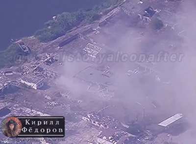 RU POV: Footage by three different drones of a Kh-38 fired by an Su-34 striking an AFU position on the right bank of the Dnieper in the village of Tyaginka in the Kherson region