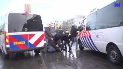 Dutch police vs rioters in Eindhoven, The Netherlands