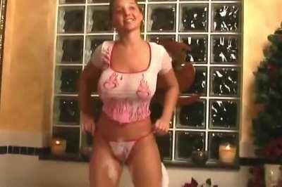 Christina Model - White pink and red fire shirt