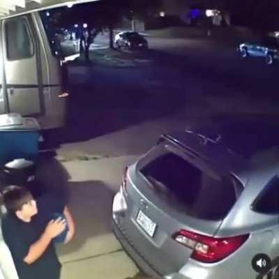 This kid was taught to HIDE at the first sign of danger...