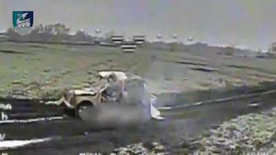 Russian soldiers on motorcycles, lada and buggies moving under fire towards Ukrainian positions south of Zelenyi Shlyakh, Kursk Oblast. November 2024