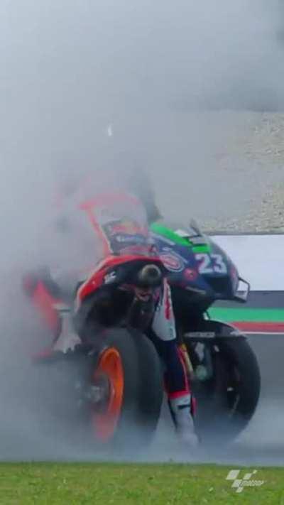 Just two MotoGP World Champions sharing a burnout together