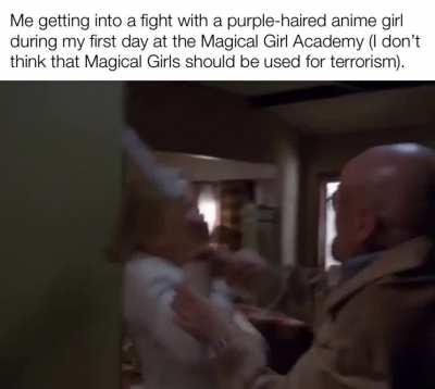 In my dream, I got into a boring sword fight because I opposed Magical Girls being used for terrorism.