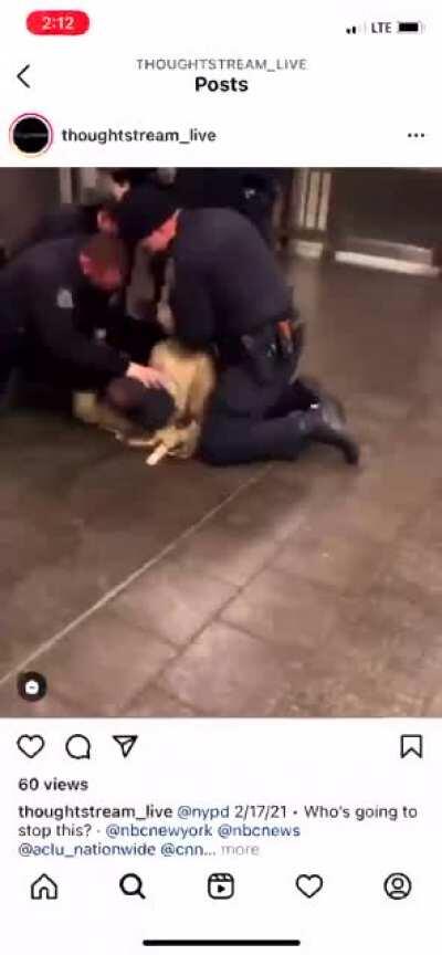 NYPD officers beat a man at a subway station