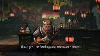 POV: You ask your drunken uncle, Sagmaer Hydebane, if you should marry Serana. He gives you this answer. How do you respond?