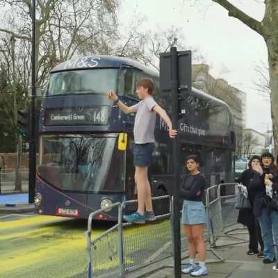On the first anniversary of Russia’s invasion of Ukraine, protest group Led by Donkeys did this outside Russia’s London embassy