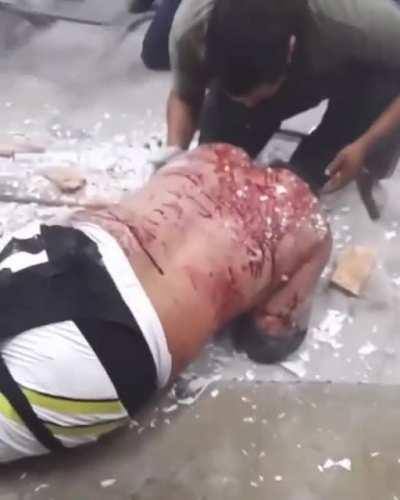 Using a pallet when we ran out of tables.