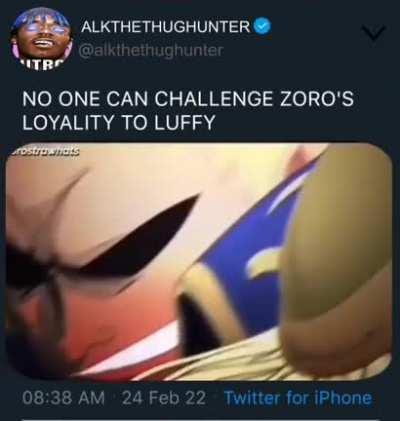 No one can challenge zoro’s loyalty to luffy