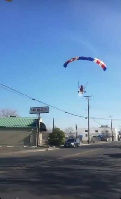 Idiot nearly dies by not having enough runway.