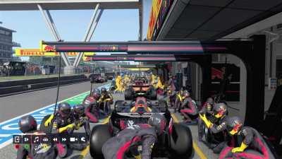 Safety car is out. Box Box. Let's all pit.