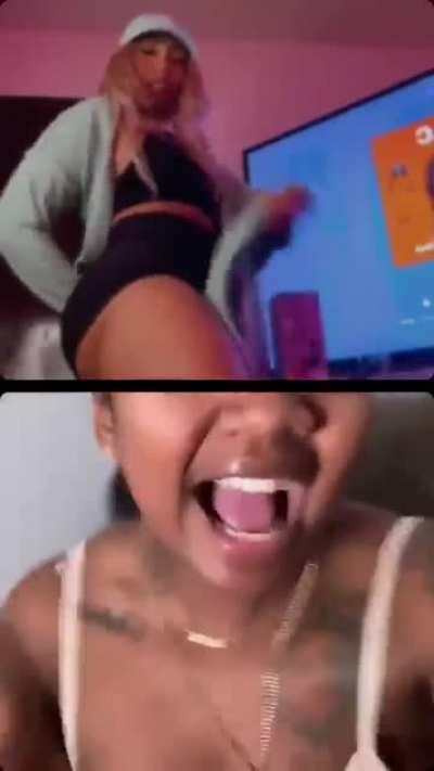 Pink bombshell playing around