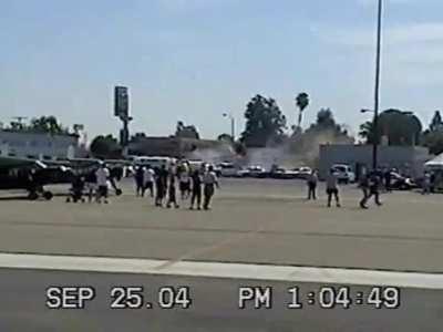 Rare video of a Ford Tri motor crash at an airshow at Fullerton Municipal Airport on Sep 25, 2004 (No Fatalities)