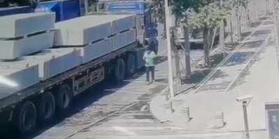 It's like a roadrunner cartoon when the boulder falls on the coyote except there's no roadrunner or coyote and it's not a cartoon.